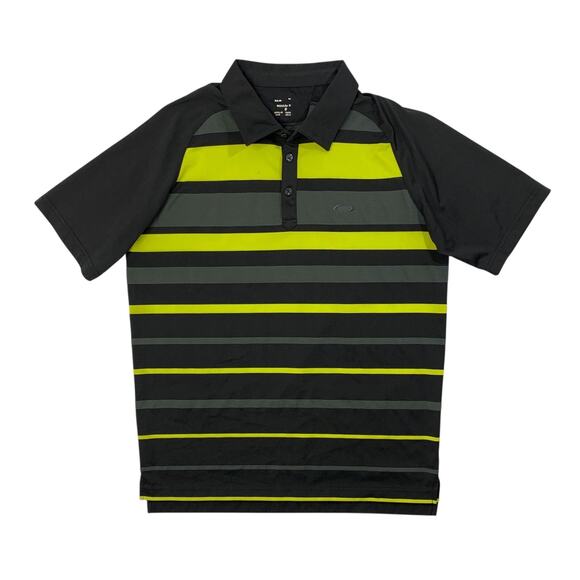 Oakley Shirt Mens L Large Wasabi Black Lightweight Striped Droptail Golf Polo - Picture 1 of 9